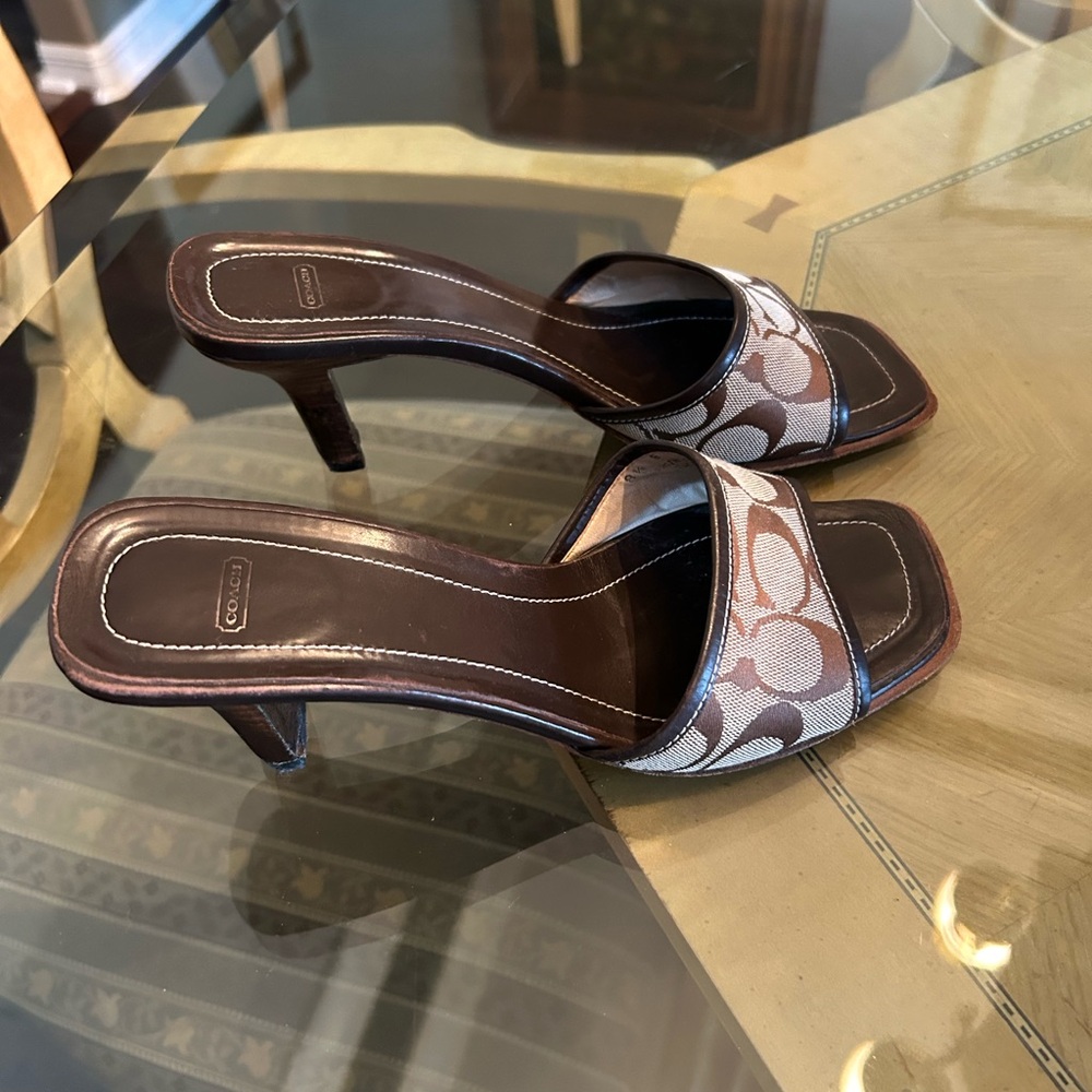 Coach logo brown wedges.